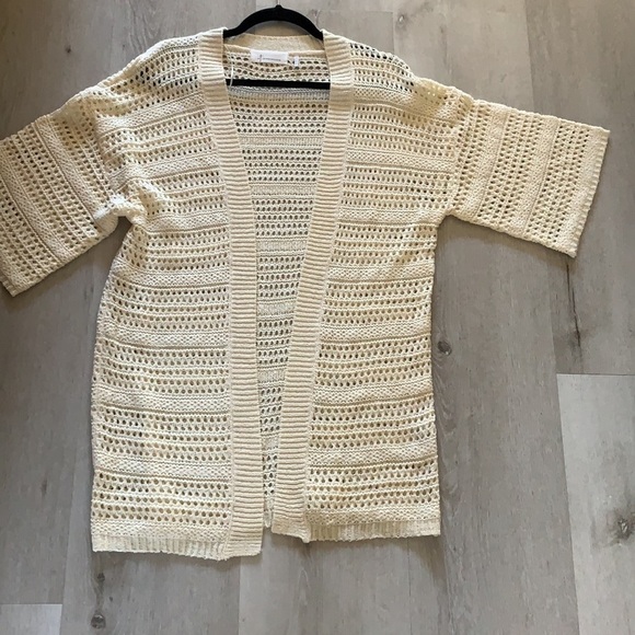 Anthropologie open mix knit cardigan beige one size‎ lagenlook oversized duster - Picture 11 of 11